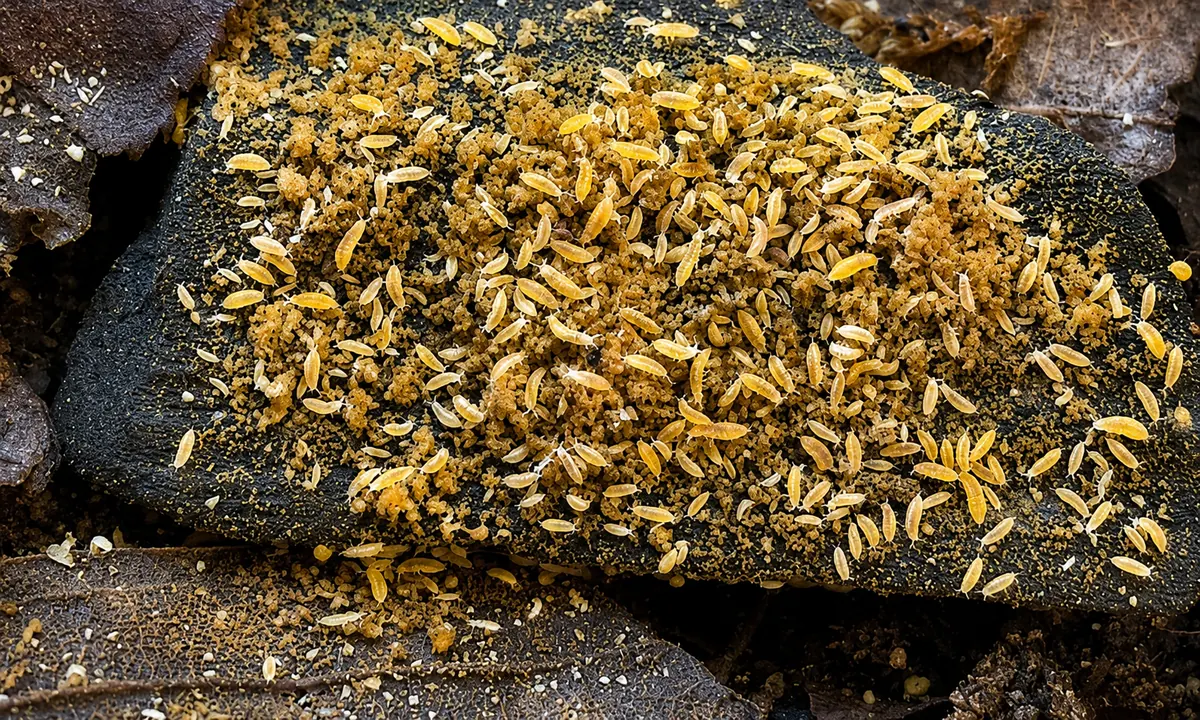 collemboles-jaunes-litiere-feuilles Ceratophysella sp lilac yellow albino